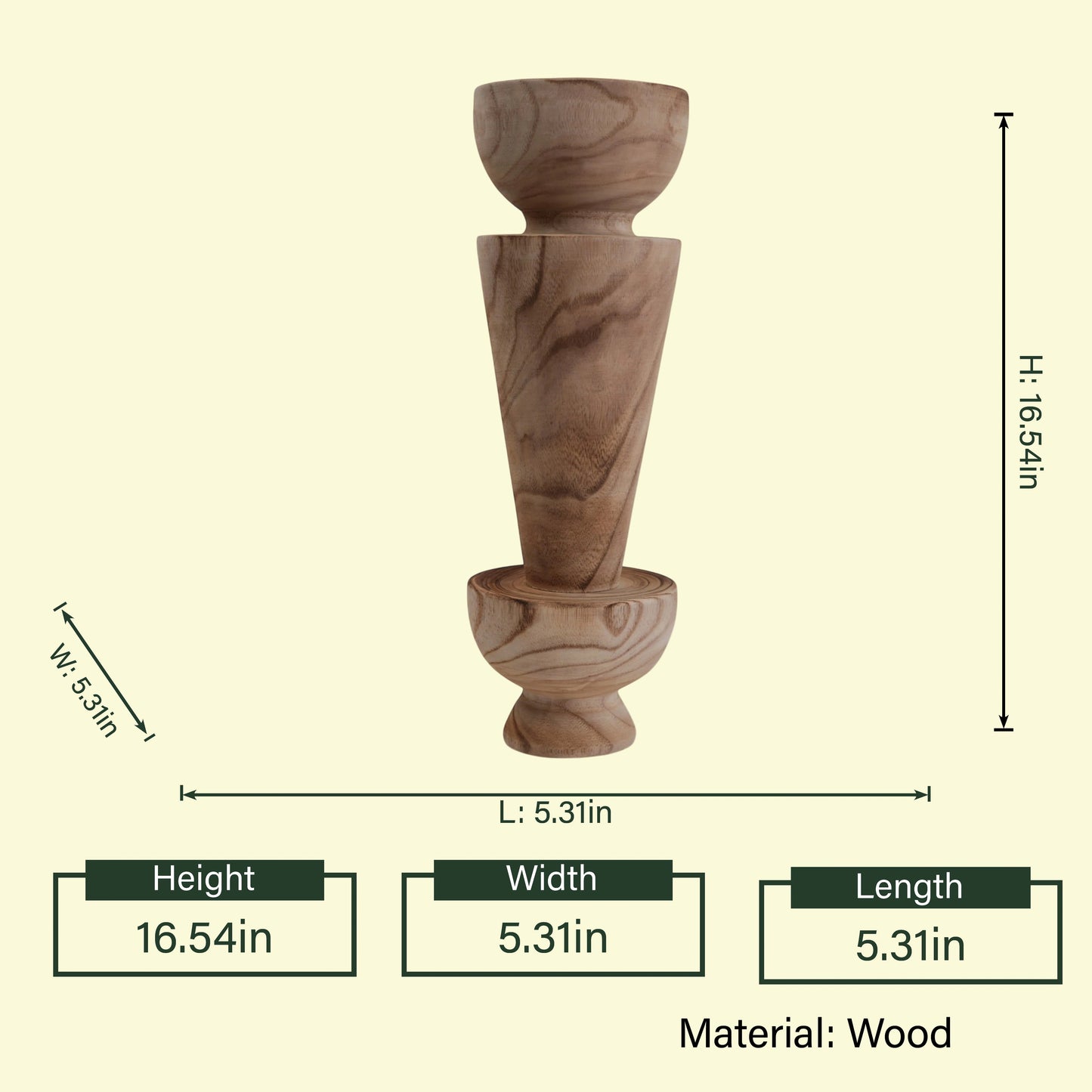 Wood Totem Tall hourglass form, catalog shot