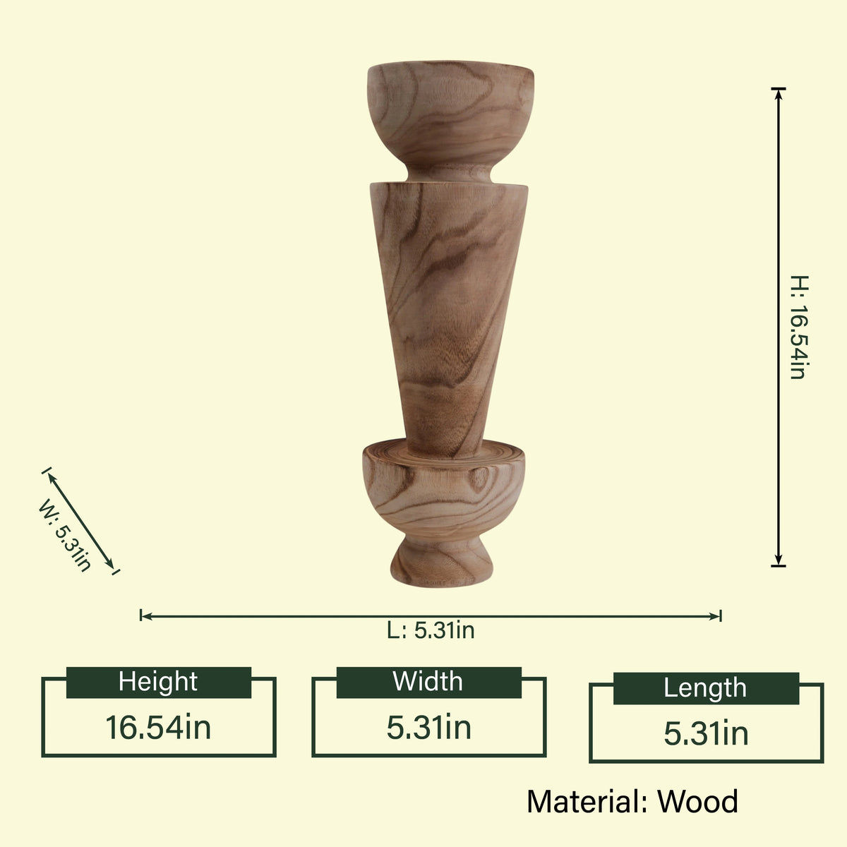 Wood Totem Tall hourglass form, catalog shot