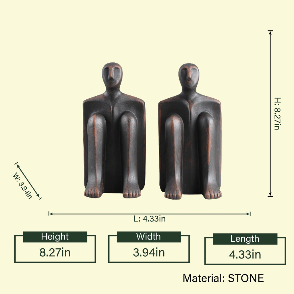Designer abstract bookend set for contemporary bookshelf and office interior decoration