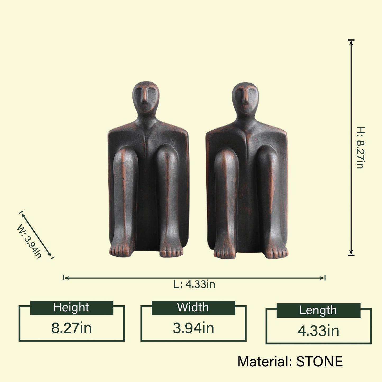 Designer abstract bookend set for contemporary bookshelf and office interior decoration