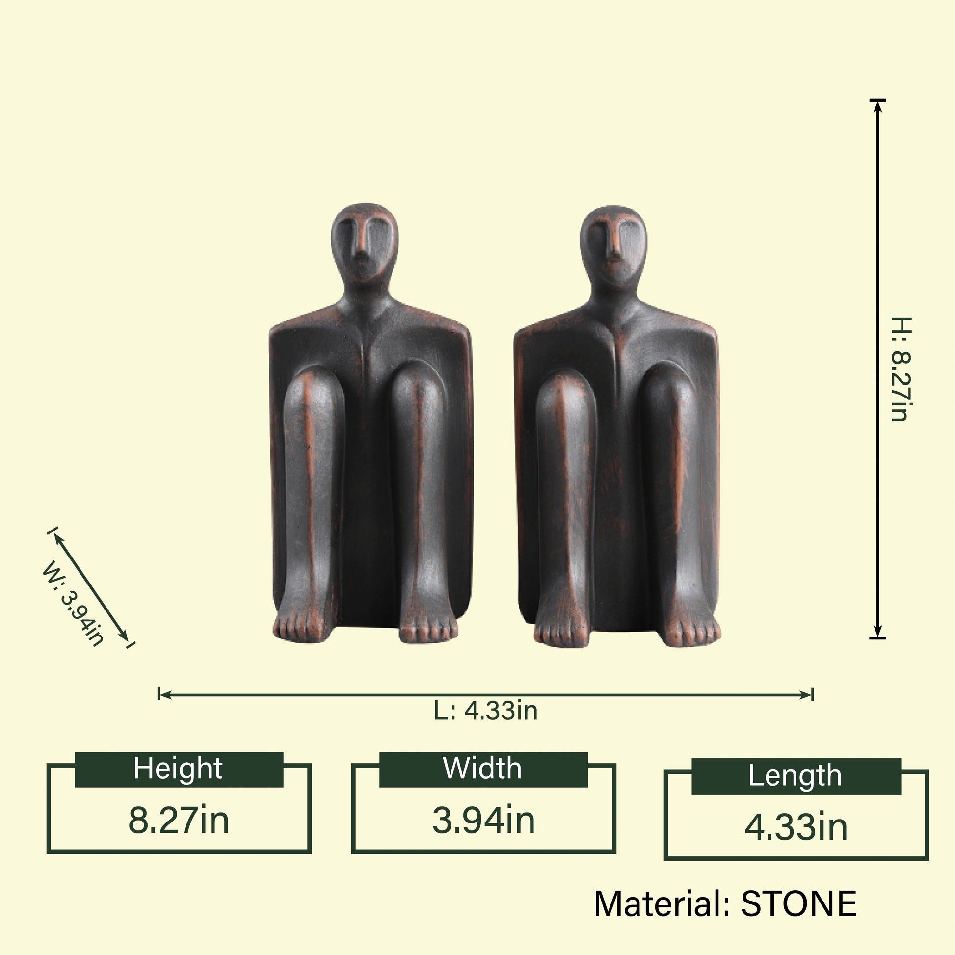 Designer abstract bookend set for contemporary bookshelf and office interior decoration