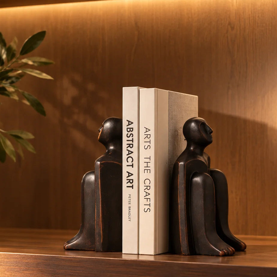 Contemporary minimalist bookend set designed for elegant bookshelf and tabletop styling