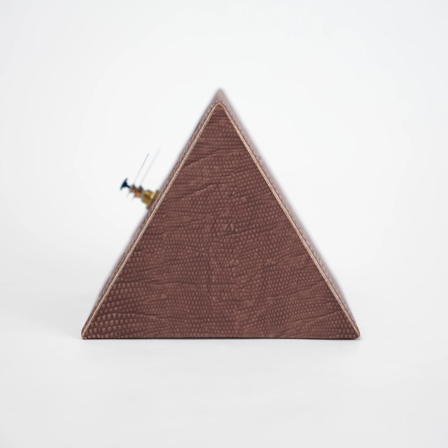 Modern textured desk clock in beige and brown with angled design for home decor styling