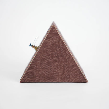 Modern textured desk clock in beige and brown with angled design for home decor styling