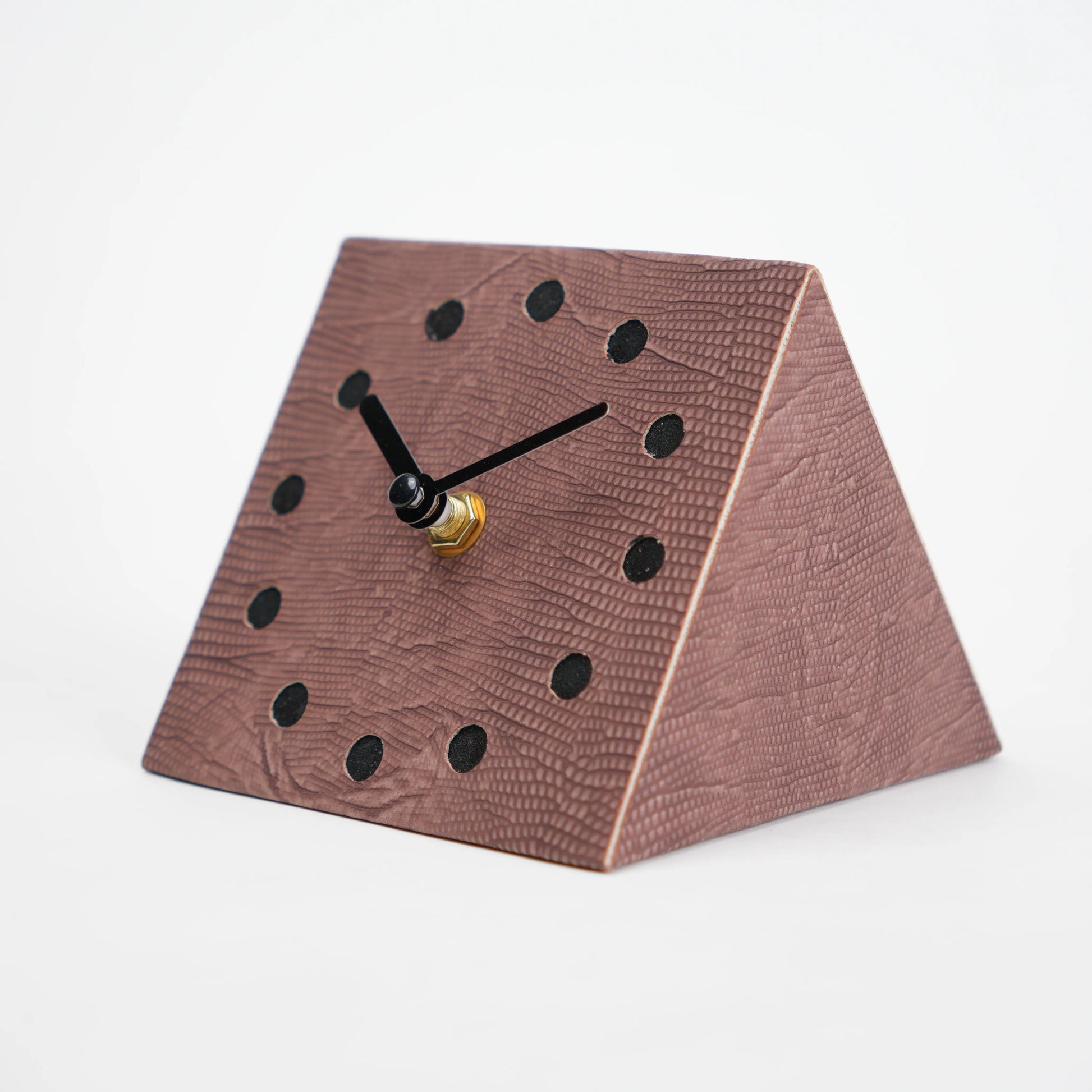 Textured Desk Clock brown wedge, front