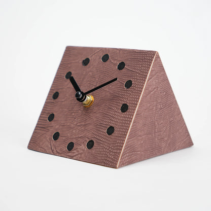 Textured Desk Clock brown wedge, front