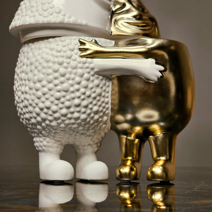 Embrace Duo Figurine - White & Gold Symbol of Unity and Elegance