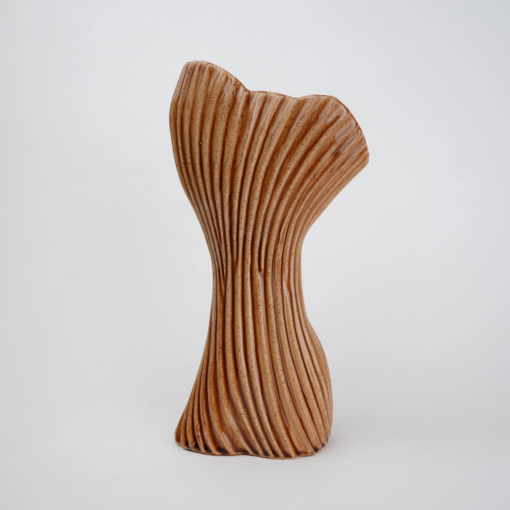 Brown textured ceramic vases with three unique shapes for modern rustic home decor styling