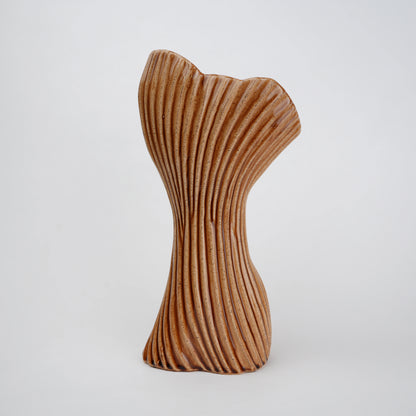 Brown textured ceramic vases with three unique shapes for modern rustic home decor styling