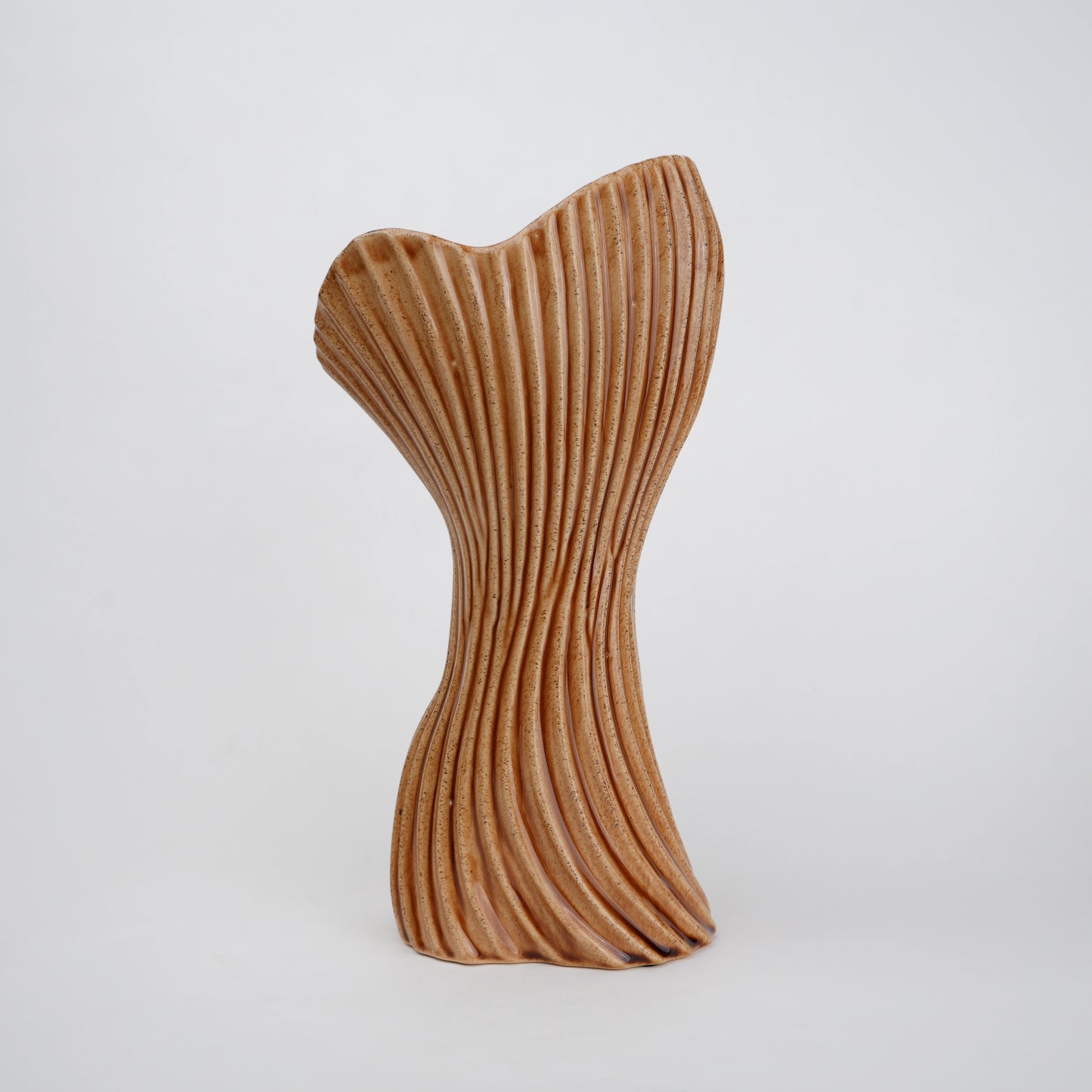 Brown textured ceramic vases with three unique shapes for modern rustic home decor styling