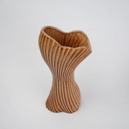 Brown textured ceramic vases with three unique shapes for modern rustic home decor styling