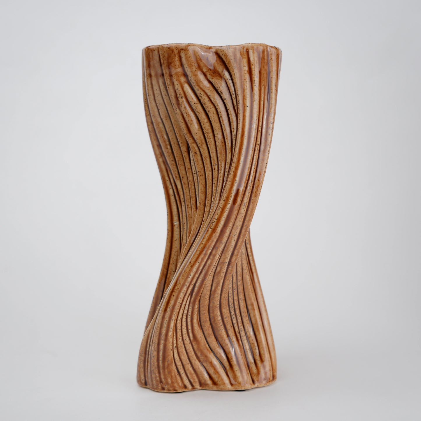 Brown textured ceramic vases with three unique shapes for modern rustic home decor styling
