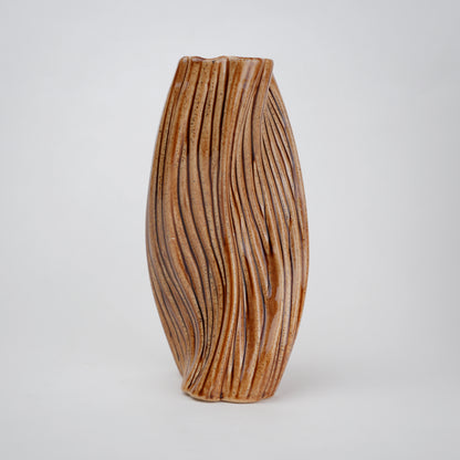 Brown textured ceramic vases with three unique shapes for modern rustic home decor styling