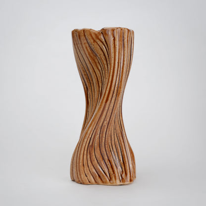 Brown textured ceramic vases with three unique shapes for modern rustic home decor styling