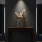 Terra Loop w/ pampas on dark wood console