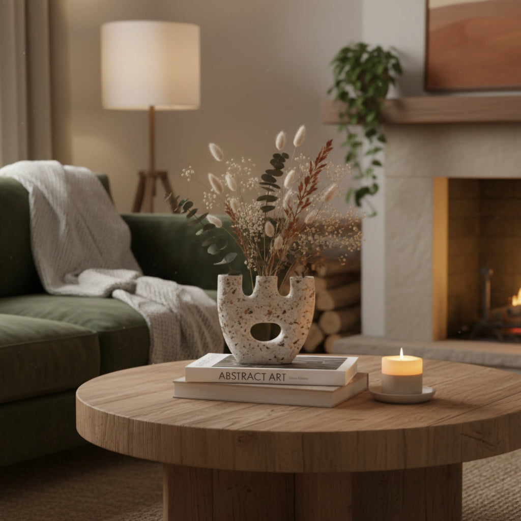 Terra Passage w/ dried botanicals on oak table