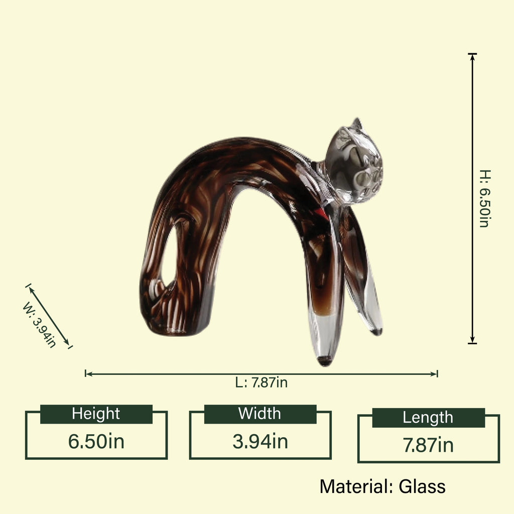 Glass cat amber dimension spec on cream