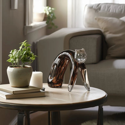 Playful Glass Cat Figurine