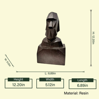 Bearded bust low-poly bronze dimension spec