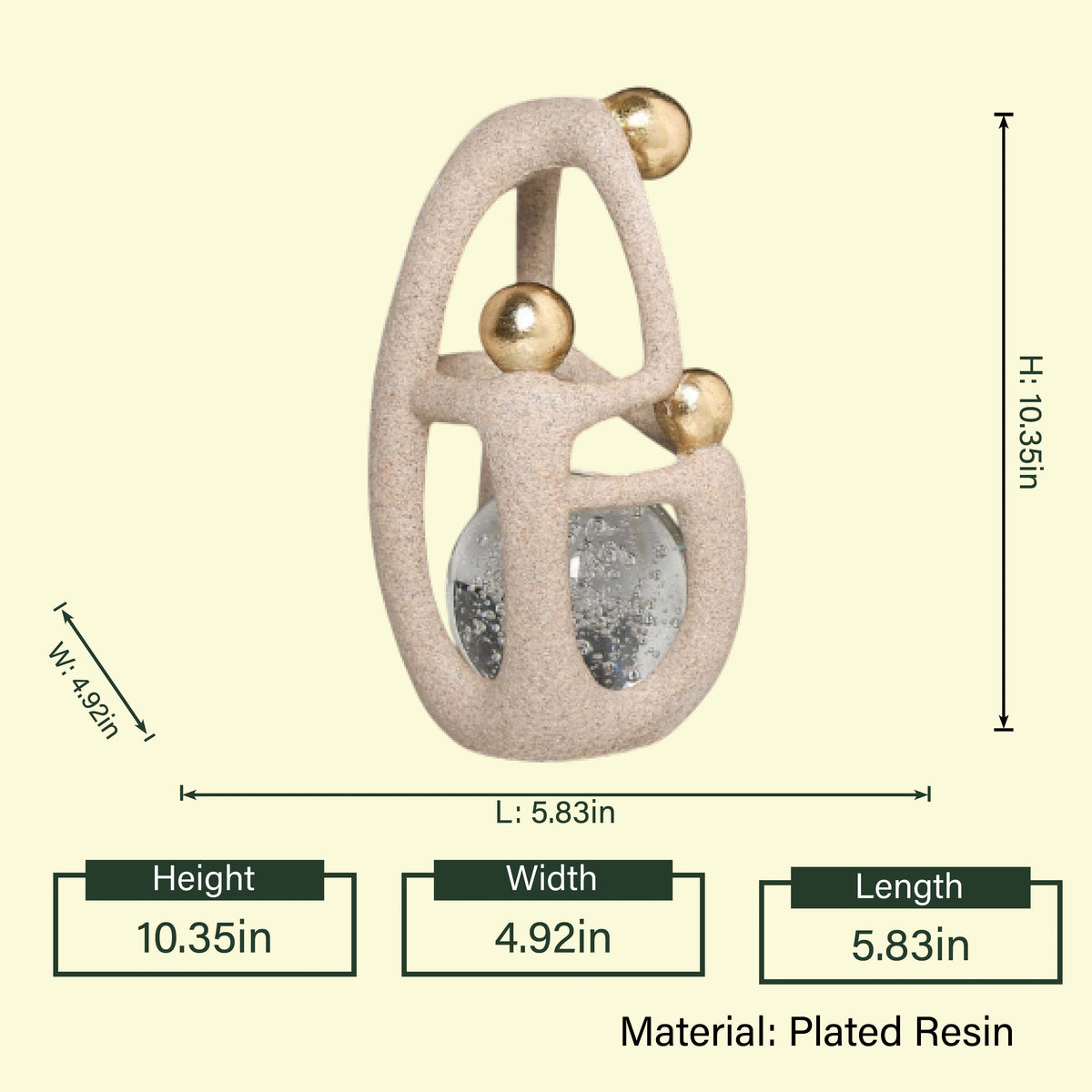 Golden Orb Accent dimensions, 10.35in height