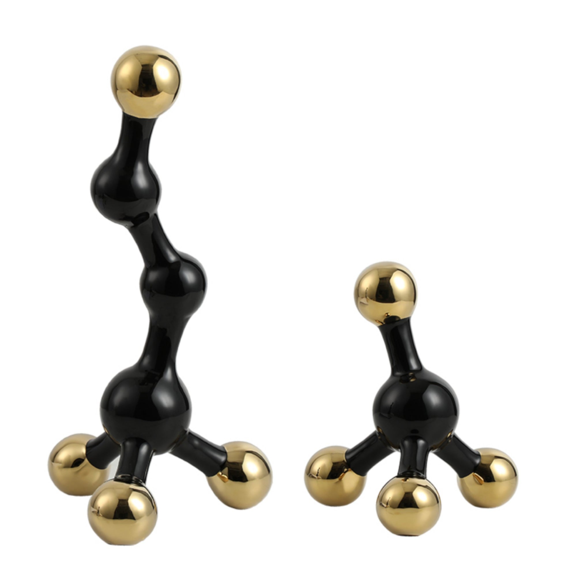 Black and gold abstract fusion form decor accent