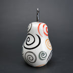 Spiral pear decor with multicolor swirl pattern and chrome stem for modern home styling
