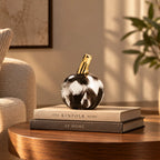 IvoryLuxe pumpkin on marble, blue cloud back