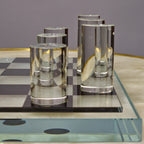 Sleek Glass Chess Set, refracting clear pieces