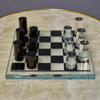 Sleek Glass Chess Set overhead, full board