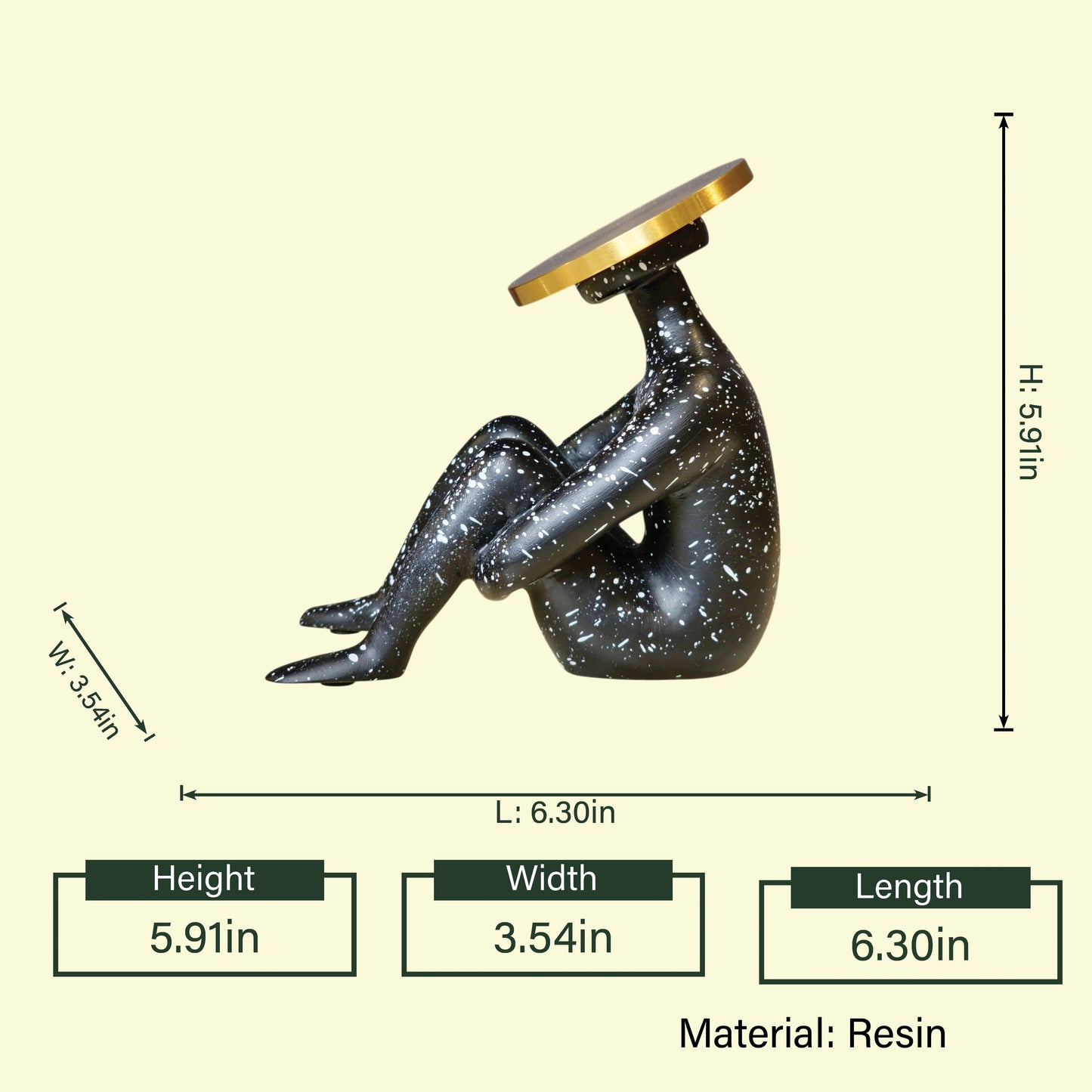 Luxury modern human figurine with artistic seated posture and decorative metallic head accent for console table decor styling
