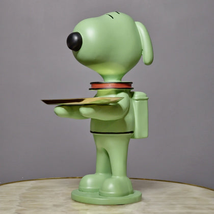 Modern cartoon dog tray statue with decorative storage platter design for luxury tabletop styling and contemporary home decor