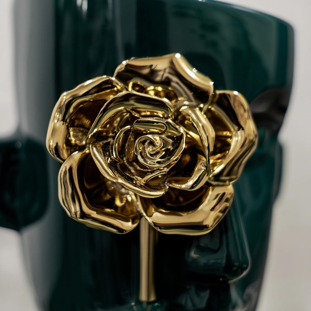 Imperial Glow Ceramic Accent Vase - Green