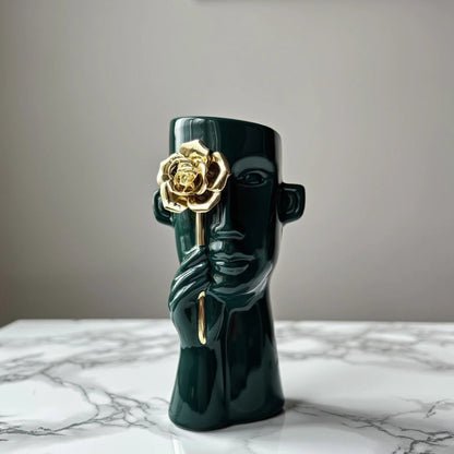 Imperial Glow Ceramic Accent Vase - Green