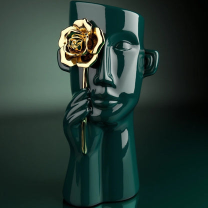 Imperial Glow Ceramic Accent Vase - Green