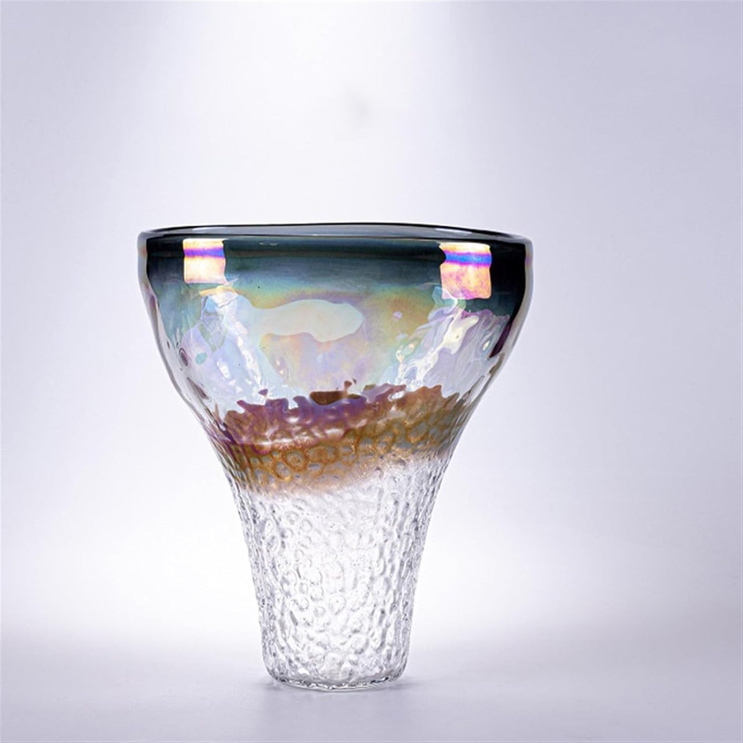 Artisan Glass Vase with Bronze & Bubble Look