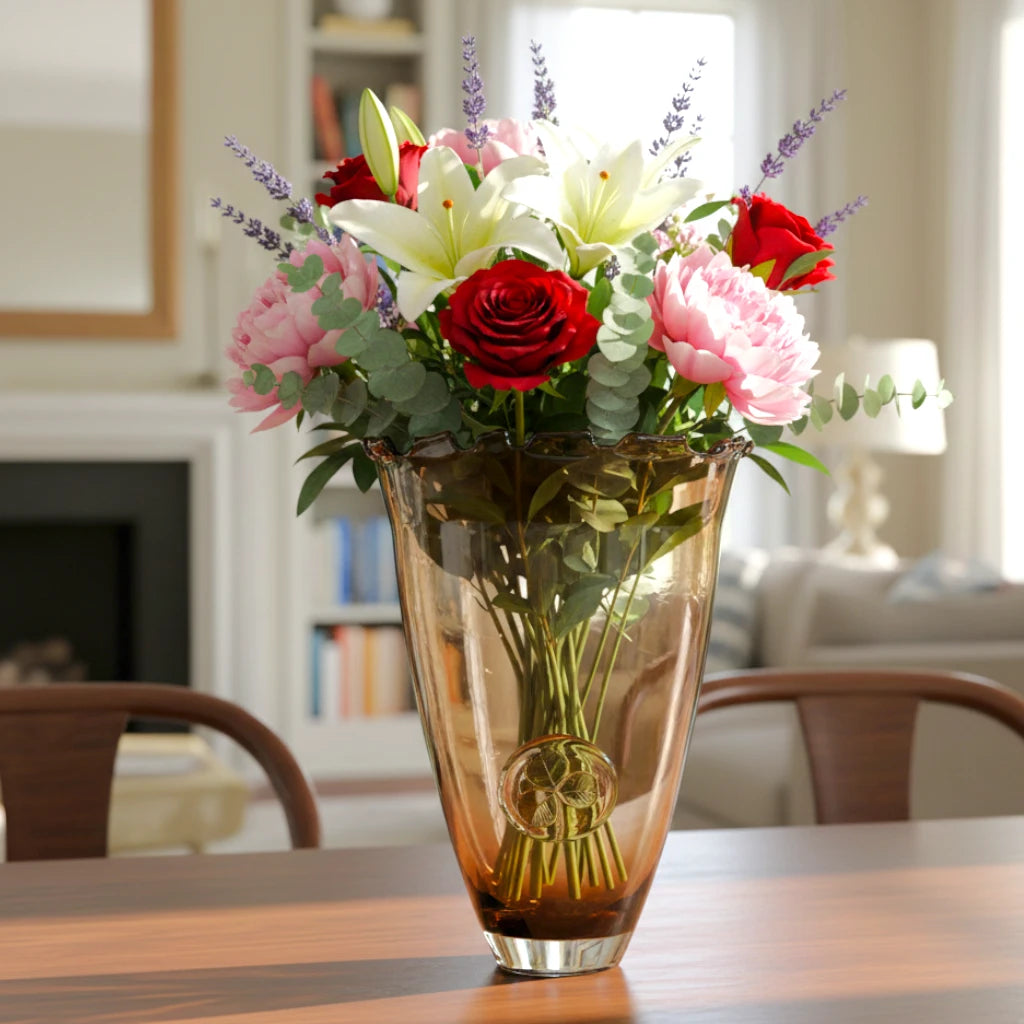 Radiant Brown Glass Artisan Vase