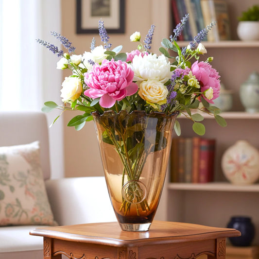 Radiant Brown Glass Artisan Vase