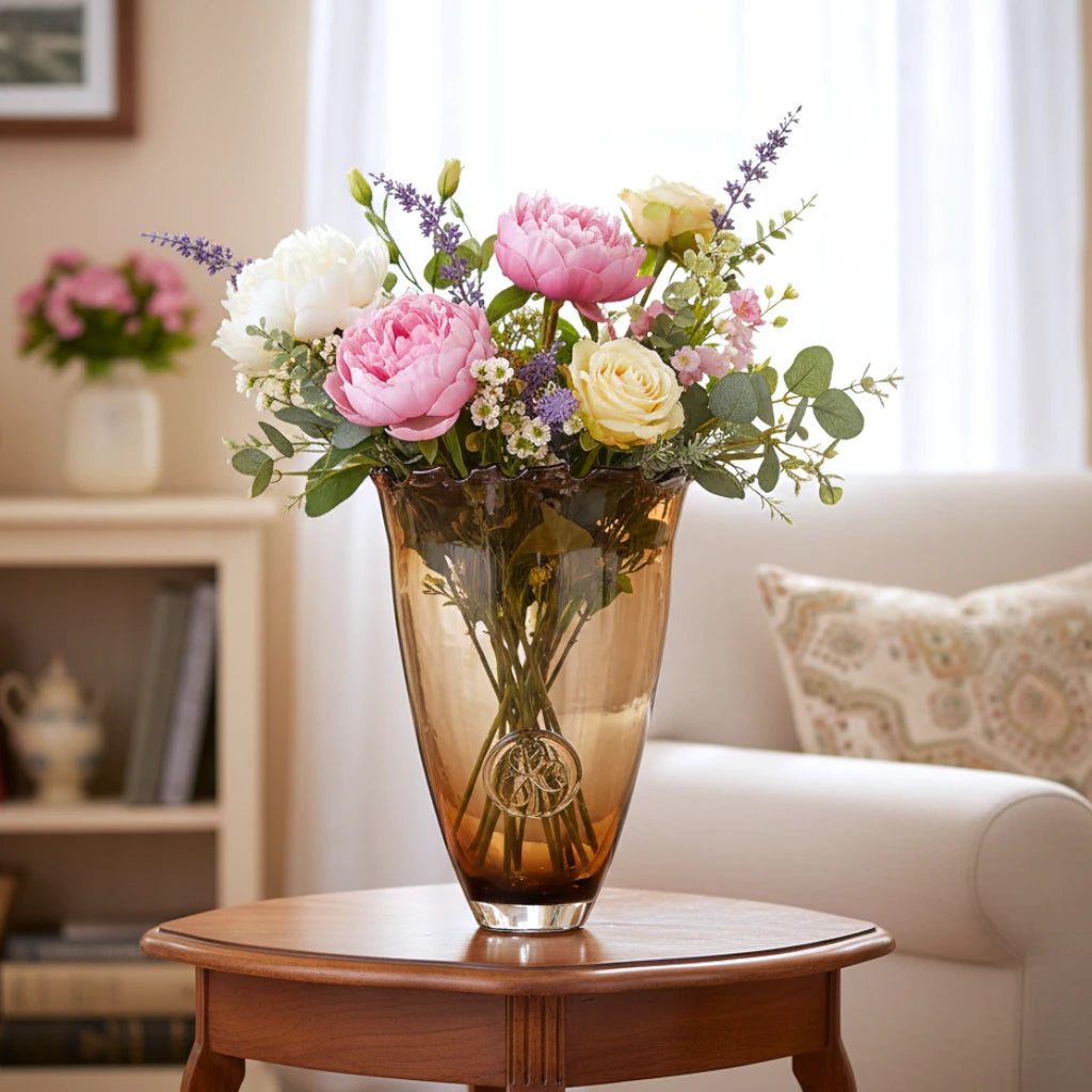 Radiant Brown Glass Artisan Vase