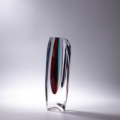 Radiant White with Sea Green, Blue, and Red Artisan Vase