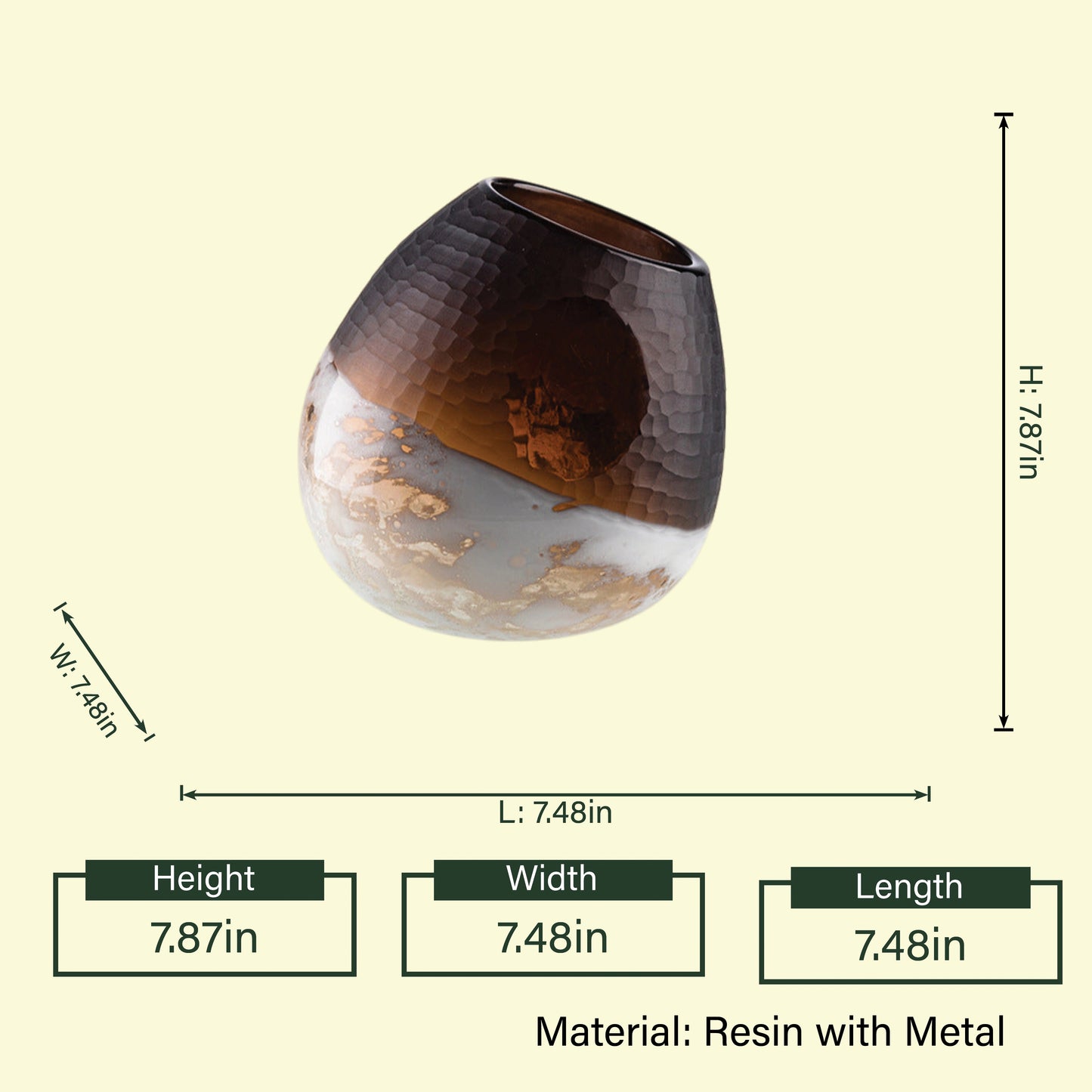 Radiance Blend vase spec, resin & metal