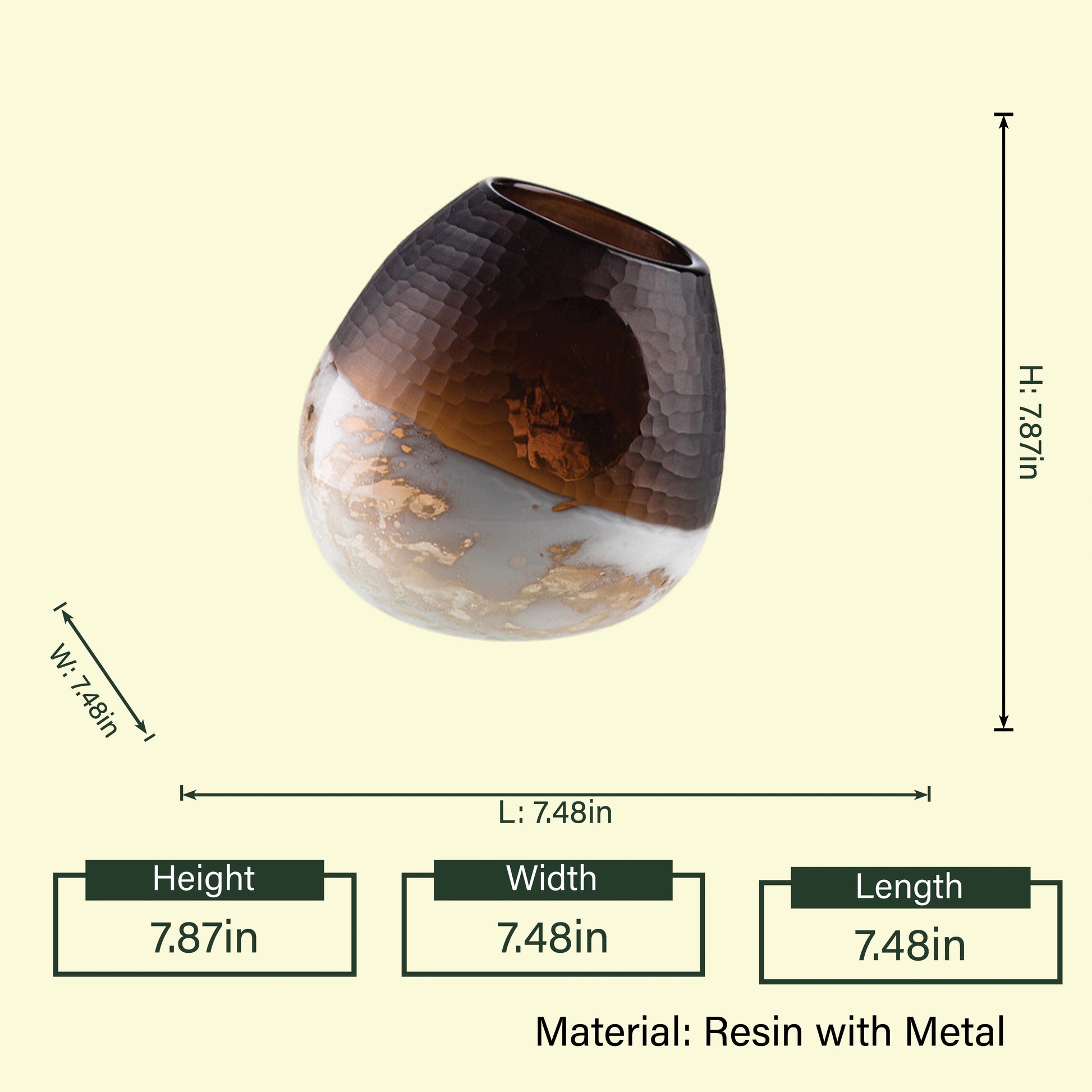 Radiance Blend vase spec, resin & metal