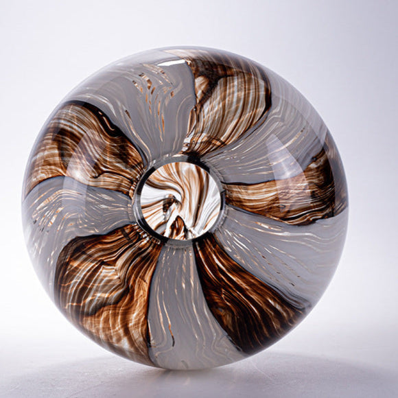 Bronze Elegance orb vase, top-down pinwheel