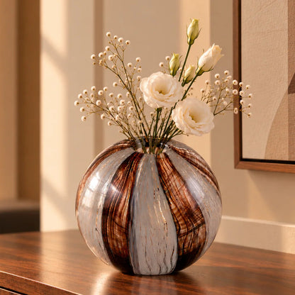 Bronze Elegance orb vase, top-down pinwheel