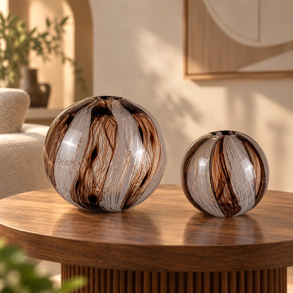 Bronze Elegance orb vase, top-down pinwheel
