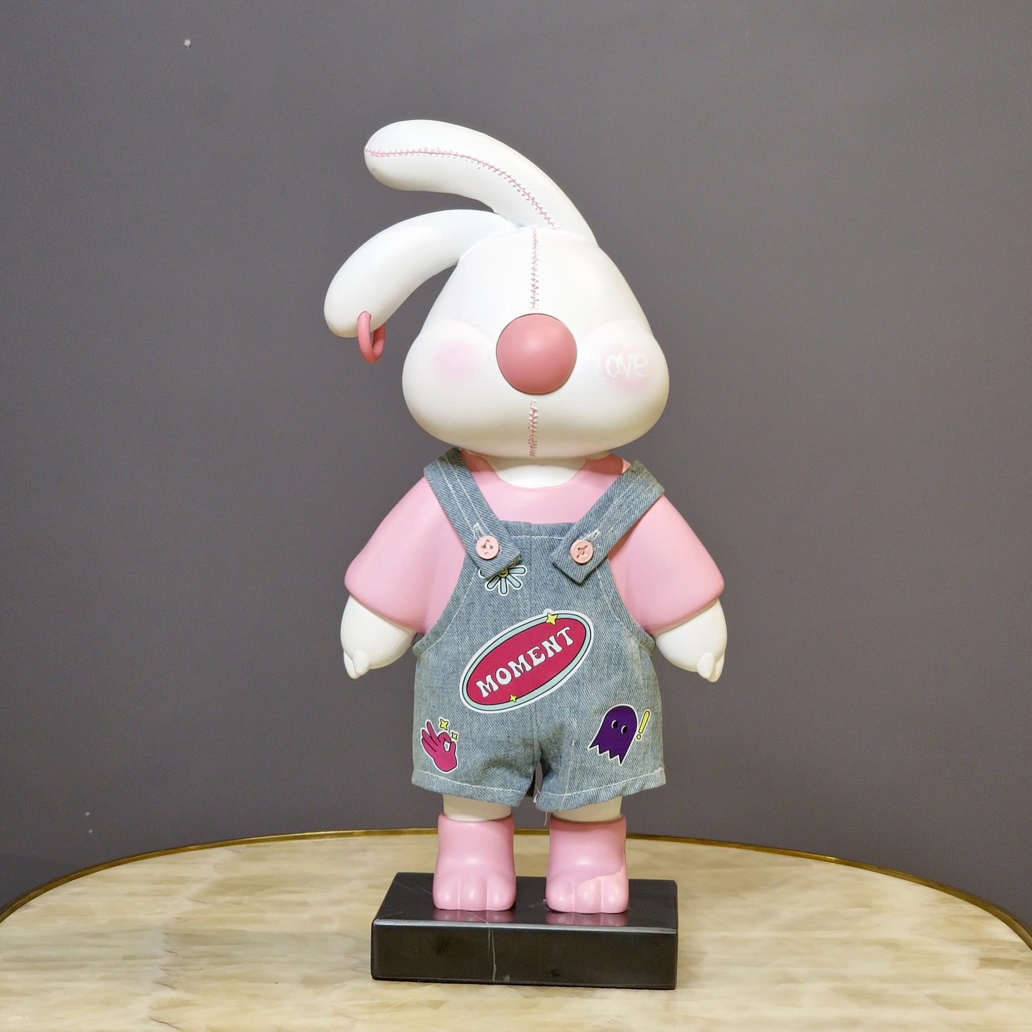 Cute Bunny Doll with Denim Overalls