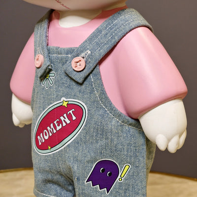 Cute Bunny Doll with Denim Overalls