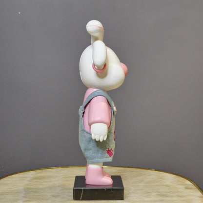 Cute Bunny Doll with Denim Overalls
