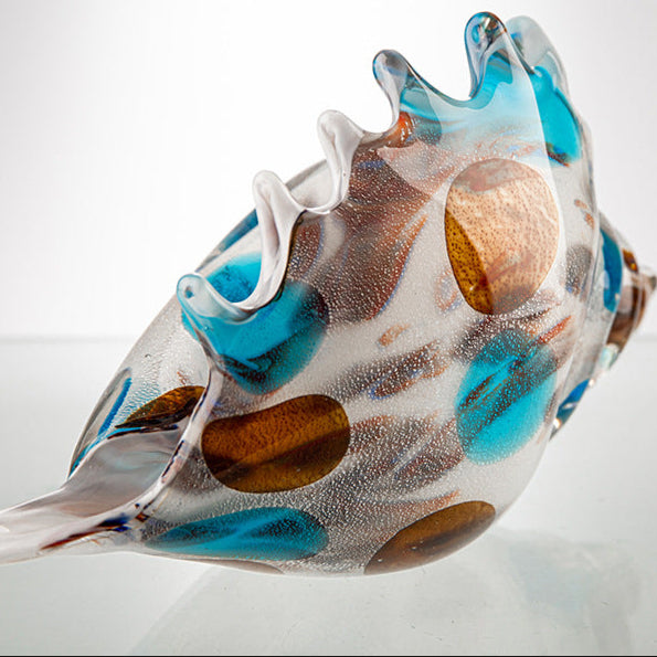 Coastal shell rear angle, amber & aqua dots