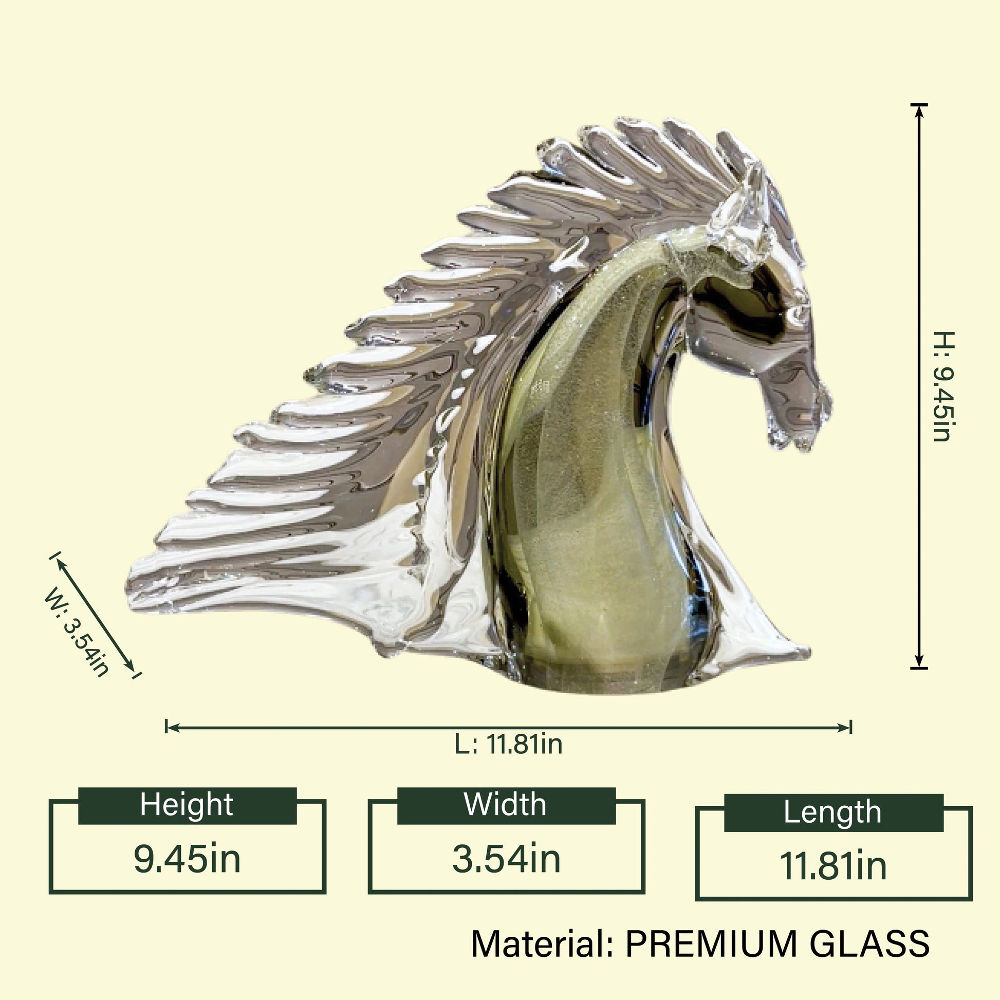Crystal horse head amber tint spec sheet
