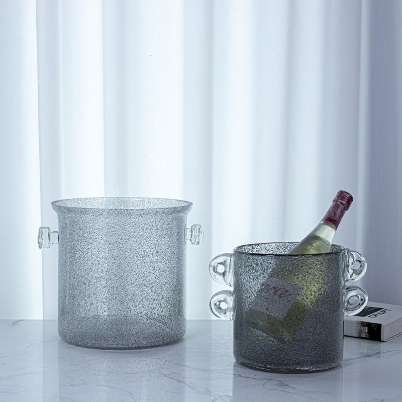 Contemporary wine bottle chiller with crystal-inspired textured detailing for elegant hosting setups